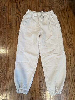 Cream Cozy Drawstring Jogger Pants